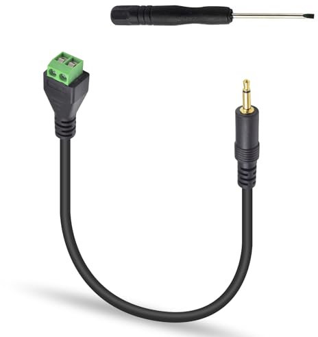 Maxhood 3.5mm (1/8) TS Mono Male to 2 Pin Screw Terminal Female AUX Headphone Balun Solderless Converter Adapter Cable 30cm (3.5mm M/ 2pin)