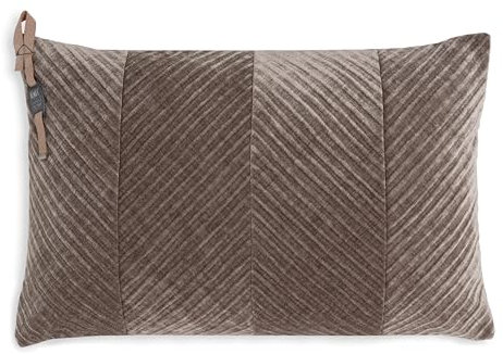 Knit Factory - Beau Kissen - Velourkissen - Modischen Streifenmusters - Sofakissen - 60x40 - Taupe