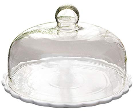 DOITOOL 1 Set cake glass lid European Cake Stand with Dome Food Cover Dome Cake Cover Ceramic Tray food platter dome cookie decorating Dustproof Dessert Cover bracket white cheese ceramics