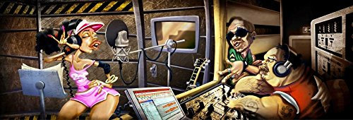 Kunstdruck auf Holz, Aufnahmestudio Alvez A. - Humor horizontales Bild Singer Recording Studio Tattoo Kunstdruck 30,5 x 90,9 cm