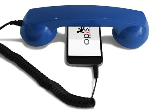 Opis 60s Micro: Retro Handyhörer für Apple iPhones mit Lightning/Retro Telefonhörer für iPhone/Retro Hörer für iPhone/Für iPhone Telefonhörer/Hoerer Fuer iPhone blau