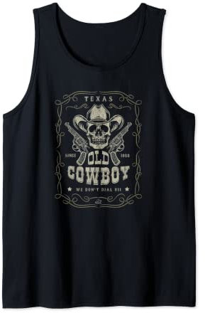 Totenkopf mit Cowboyhut und Colt Peacemaker Guns Texas Tank Top