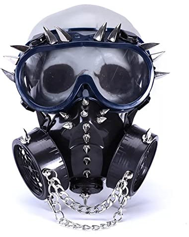 WLLLTY Halloween Maske Steampunk Cool Nagel Kette Maske Mit Brille Atemschutzmaske Cosplay Niet Brille Gesichtsmaske Party Zubehör