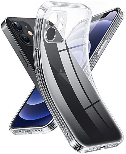 Supdeal Custodia Trasparente per iPhone 12, Mai Gialla con Protezione Fotocamera, Cover Case in Silicone Trasparente Ultra Sottile e Leggera, 6,1, Trasparente