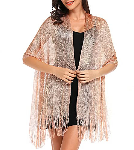 vimate Abendkleid Schals und Wraps, Sommer dünn Pashmina Schal Schal Wrap für Abend Party Kleider(DE-Salmon)
