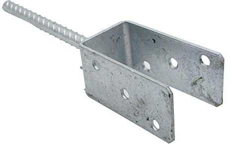 DOJA Barcelona | Anclaje Poste | Soporte en U para Postes | 71x324x120x16 mm | Acero Galvanizado | Pie de Postes para Vallas, Listones de Madera, Malla Metalica, Pergolas de Madera..