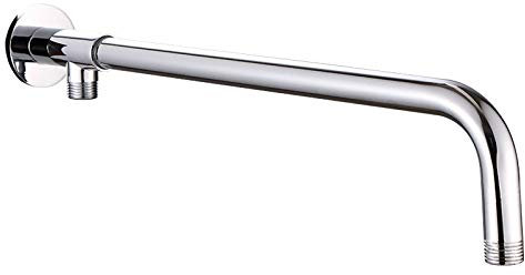 Drenky 43cm Stainless Steel Shower Head Arm with Copper Holder Silver Polished Chrome Shower Arm for Rainfall Shower Head Come with Teflon Thread Tape and Screws