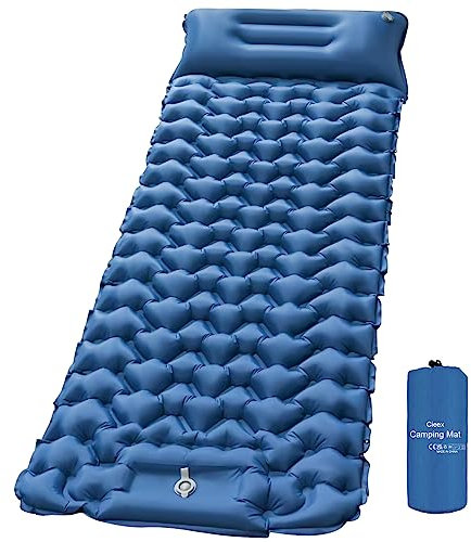 Cieex Isomatte Selbstaufblasend, Camping Luftmatratze, Aufblasbare Matratze mit Fußpresse Pumpe und Integrierten kopfkissen, Ultraleicht Wasserdicht Luftmatratze Outdoor