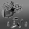 Polyedrische Würfel-Set aus Metall, mit drehbarem Revolver-Zylinderbehälter, Cyberpunk-Würfel für D&D, Sci-Fi, Krieg oder Kriminalität, Tischspiele, Schwarz, 7 Stück
