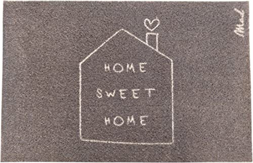 Mad about Mats Fußmatte Celia, Türvorleger, Schmutzfangmatte, Haustür, mit Motiv Home Sweet Home, Indoor & Outdoor, Farbe: Greige Grau, rutschfest, maschinenwaschbar, 50 x 75 cm, Zuhause