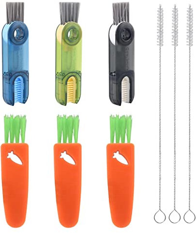 3 in 1 Multipurpose Bottle Gap Cleaner Brush, 9 PCS Water Bottle Cleaner Brush, Cup Crevice Cleaning Tools for Cleaning Narrow Neck Bottle, Sport Water Bottle, Glass Vase(multi)