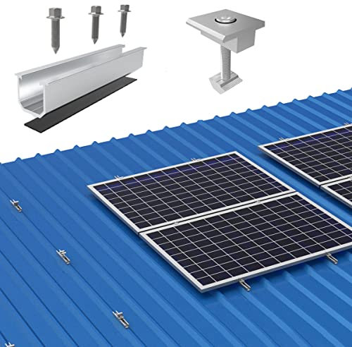 148 Kurzschienen 20CM inkl. Material zur Befestigung auf Trapezblech, 56 Endklemmen für 30mm Module und 92 Mittelklemmen für 30mm Module
