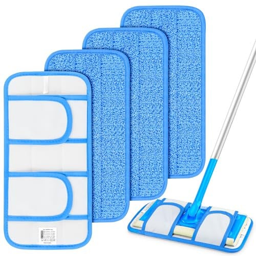 Reusable Mop Pads Compatible with Flash Speedmop, 4 PCS Microfiber Pads Refills Wet Dry Pads Reusable Mop Pads Washable Mop Pads for Any Floor Types