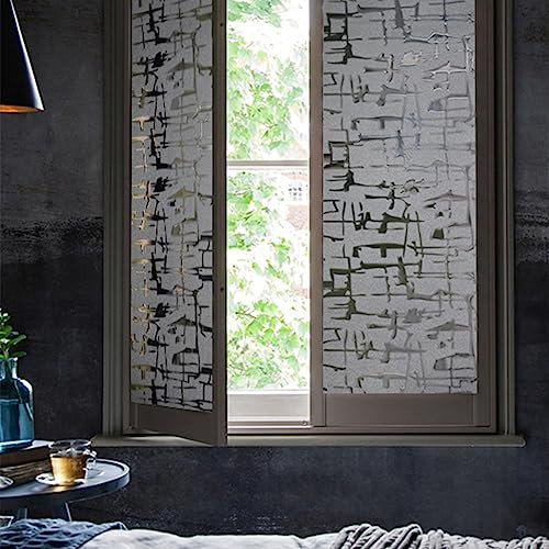 JOLIHOME Cross Pattern Blackout Window Film Semi Light Blocking Reusable Vinyl Film No Glue Self Adhesive Opaque Black Tinting Removable Static Cling Rolls for Kitchen Bedroom Bathroom 44.5x200cm