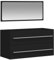 vidaXL Badschrank, Waschbeckenunterschrank mit minimalistischer Spiegel, Badezimmerschrank mit viel Stauraum, Wandschrank Bad Waschbeckenschrank, Schwarz Holzwerkstoff