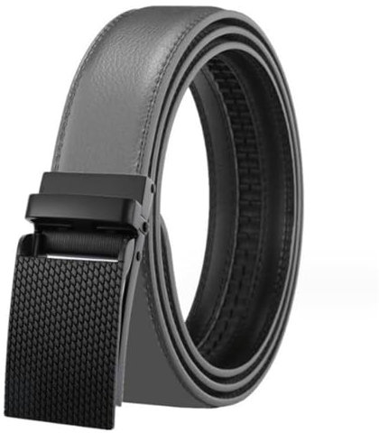 Yorggvel Herren Gürtel Echt Leder,Männer Business Anzug Ledergürtel mit Legierung Ratsche Automatik Schnalle Schwarz,Breite 3.1CM,Mehrfarbig (grau, Länge 125cm)