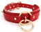 lalatia Damen Halsband O Ring Kunstleder Choker Halskette (Rot, Gold)