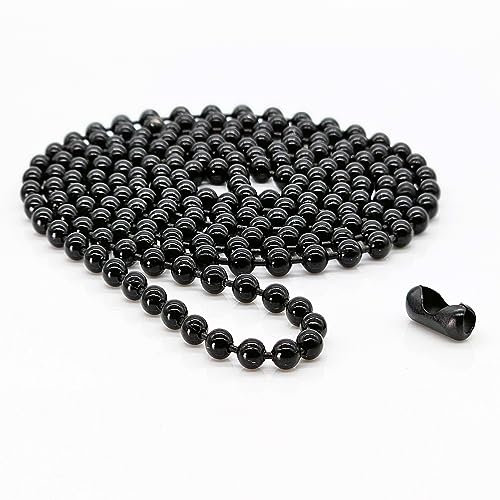 UK Blinds Premium 4.5mm Ball (Size 10) Metal Bead Chain Cord For Roller, Roman, Day & Night, Vision, Mirage Blinds - Unique Colours + FREE Matching Connector! (Black (Metal), 100cm (200cm loop))