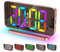Sueken 7.4 LED Alarm Clock with 11 Colors Time Display, 10 Modes RGB Night Light, USB C Charger, Volume & Brightness Control, Bedside Clock for Bedroom Home Decor - Pink