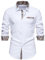 Men's Inner Contrast Dress Shirt Paisley Business Casual Smart Formal Classic Long Sleeve Regular Fit Button Down Wedding Party Work Shirts with Pockets-A354-White-S