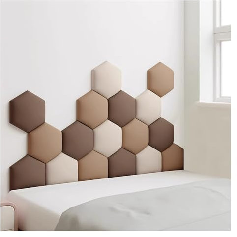 Wzmazingly 17 Stück Polsterpaneel Wand, Hexagon Selbstklebend Kindergarten Dekor Wandpaneele, 3D Anti-Kollisions Wandmontage Bett Kopfteil Wandpolster (Color : F, Size : 150x87cm)