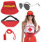 FUIPVGI 4 Stück Rettungsschwimmer Kostüm Lifeguard Set Fasching Kostüm Garde-Kostüm-Set Sonnenschutzkappe, Sonnenbrille, Gürteltasche und Pfeife mit Umhängeband, Baywatch Herren & Damen (Rot)