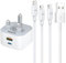 USB C Charger For iPhone Fast Charger, USB C Charging Plug and 2Pack 1M Cable for iPhone Apple 14/14 Pro/14 Pro Max/13/12/11/X/XS/XR/8/7/SE, Type C PD UK with USBC and Lightning Lead 1M for i Phone