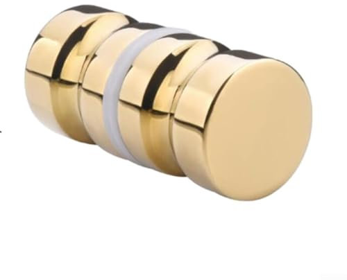 HOgardenME Zinc Alloy Bathroom Door Handle Knob, Single Groove, Chrome Plated, 30Mm,Aluminum Alloy Solid Shower Door Knob Glass Door Bathroom Double-Sided Handle Knob Polished Chrome(Gold)