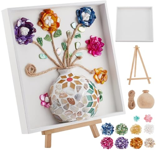 WEBEEDY DIY Mosaik Malset Blumenvase Muster | 20x20cm,Mosaik Kunst Und Handwerksset,Mit Anleitung,Tischmittelstück,,Halloween Christmas,Erwachsene Geschenke