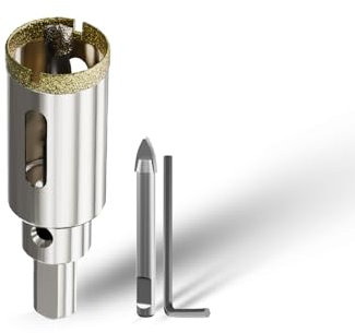 CSOOM Foret pour verre de 22 mm avec 2 forets de centrage, foret pour carrelage, céramique, marbre, calcaire