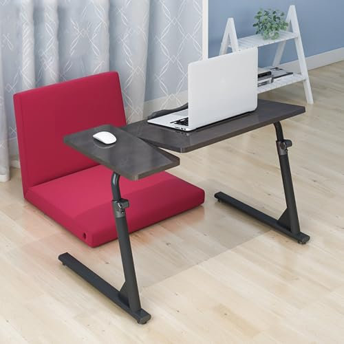 Über Betttisch Auf Rollen Höhenverstellbar, Nachttisch für Laptops, Zusammenklappbarer Hubtisch, Beistelltisch z Form, mit Separater Maustafel und Stopperleiste(Black)