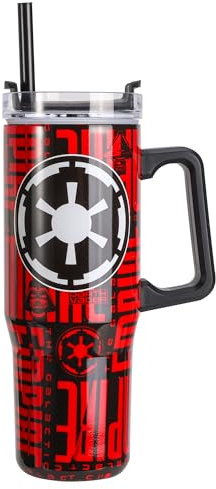 Star Wars 940mL/33oz Double Walled Vacuum Insulated Stainless Steel Tumbler Cup with Handle and Straw, Reusable Insulated Cup for Cold and Hot Drinks