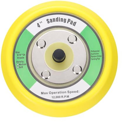 Sourcingmap 4 Inch Hook and Loop Backing Sanding Pads with 5/16-24 Thread for Diamond Sanding Finishing Polishing Buffing Pads, Yellow + Black 1pcs