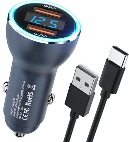 Mini Android Auto Adapter & CarPlay Adapter for iPhone iOS/Android, CarPlay USB Dongle for Cars with OEM Wired CarPlay/Android Auto from 2016 Dual QC3.0 Port 6A/36W USB