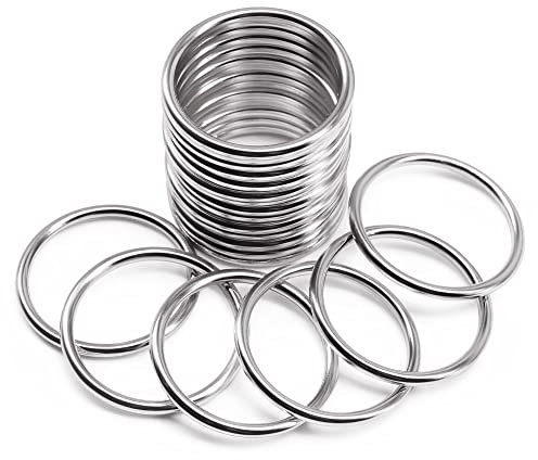 Jamsinmu Metallring Robuste O-Ringe Mehrzweck für Heimwerker-Zubehör, Gürtel und Hundeleinen Bastelzubehör Silver 50mm