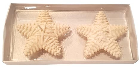 2 Stumpenkerzen Stern weiß Wolloptik Durchmesser 7 cm