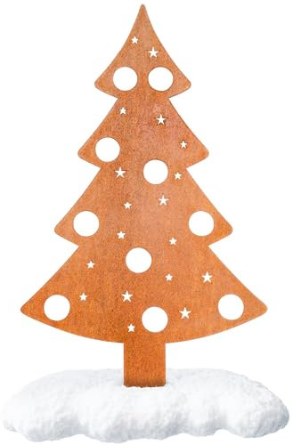 EXTRAVAGANT® Weihnachtsbaum mit Sternen und Kugeln zum Stecken Weihnachtsdekoration Wohnungsdeko Metall Stahl Rost Edelrost wetterfest Weihnachten Christmas Festliche Dekoration Advent