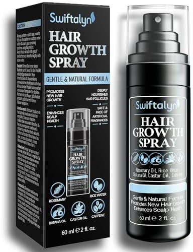 Natural Hair Growth Spray Serum for Men: Hair and Scalp Oil with Rosemary, Batana Oil, Rice Water, Castor Oil, Caffeine, Biotin - Effective Hair Thickening and Hair Loss Treatment for Men 60ml