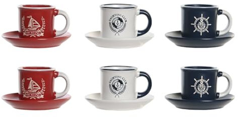 CAFE SET 6 GRES 11X11X2 90ML, GRABADO AZUL