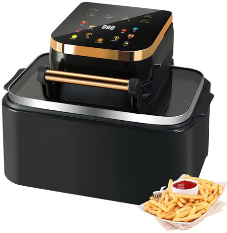 Friggitrice Ad Aria, Frittura Ad Aria Digitale Rapida da 12 Litri, Forno Intelligente con Touch Screen Friggitrice Senza Olio, Finestra di Visualizzazione a 270°, 6 Funzioni di Cottura Tempi Black