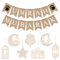 iZoeL Wooden Umrah Mubarak Decorations for Home 15pcs Burlap Umrah Mubarak Banner 7pcs Wooden Umrah Hanging Ornaments for Islam Home Wall Decor - Celebrate the sacred journey of Umrah