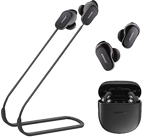 ULITIQ Strap Compatible with Bose QuietComfort Ultra and Bose QuietComfort Earbuds II, Sports Lanyard Accessories, Silicone Neck Rope Cord Holder Connector, Black