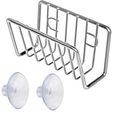 Gacqpli Porta spugna – Supporto in acciaio inox per strofinaccio, supporto per spugna portatile con ventose, bagno, per lavello della cucina