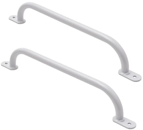 TRIBECCO Klettergriffe Haltegriffe für Outdoor & Indoor Metall Griffe für Spielplatz, Klettergerüst, Spielturm, Hochbett, Leiter und Kletterwand im Kinderzimmer (350 mm Grau, 2 Stücke)