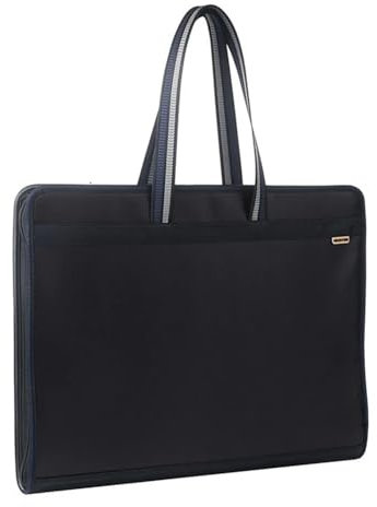 GLigeT Aktenordner A3-Ordner, große Kapazität, mehrschichtige Handtasche, Kunstpaket, Oxford-Stoffgriff, Reißverschluss-Aufbewahrungstasche Ringhefter(Schwarz)