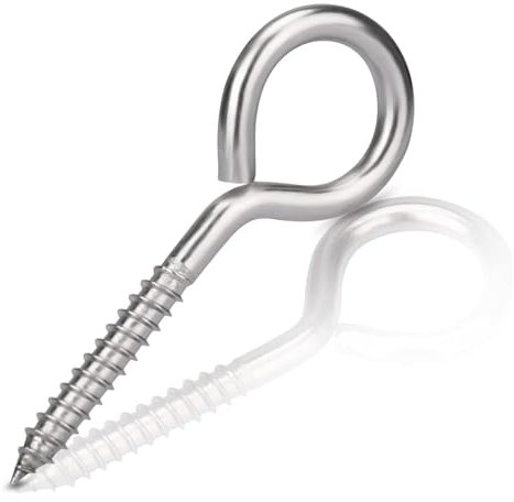 Valorada 10Pcs 80mm Screw in Vine Eyes, Stainless Steel Eye Hooks, Hook and Eye for Securing Cables, Hanging Lights, Indoor & Outdoor Use