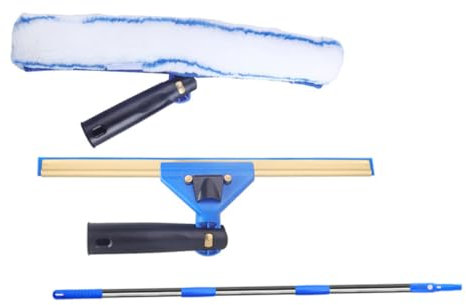 Holibanna 1 Set raschietto per la pulizia del tergivetro per la casa lavapavimenti in microfibra con asta lavavetri elettrico asciugatrice spatola per la pulizia dei vetri AbS Blue
