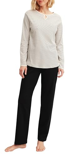 Calida Sweet Dreams Pyjama, lang Damen, aus 100% Baumwolle, Hose mit stoffbezogenem Gummibund