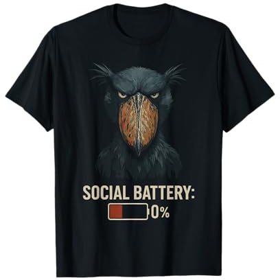 Soziale Batterie 0% Schuhschnabel Vogel T-Shirt