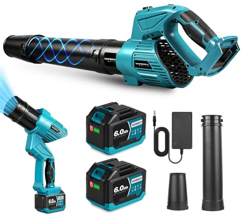 Yofidra 2-In-1 Laubbläser Akku & Turbo Gebläse, Laubgebläse Bürstenlos mit 2 Akkus, 560m³/h Luftmenge, 5 Gänge & 180° Drehung, Handgebläse für Garten, Laub, Staub & Schnee